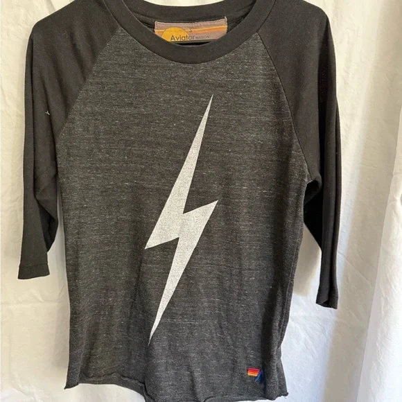 Aviator Nation Black Lightning Bolt Jersey Size Small - Picture 1 of 3